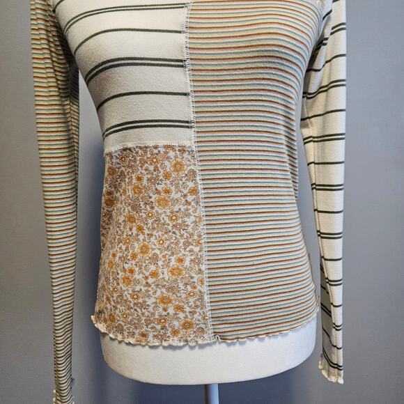 American Eagle Patchwork Floral & Stripe Long Sleeve Top Small - Picture 10 of 11
